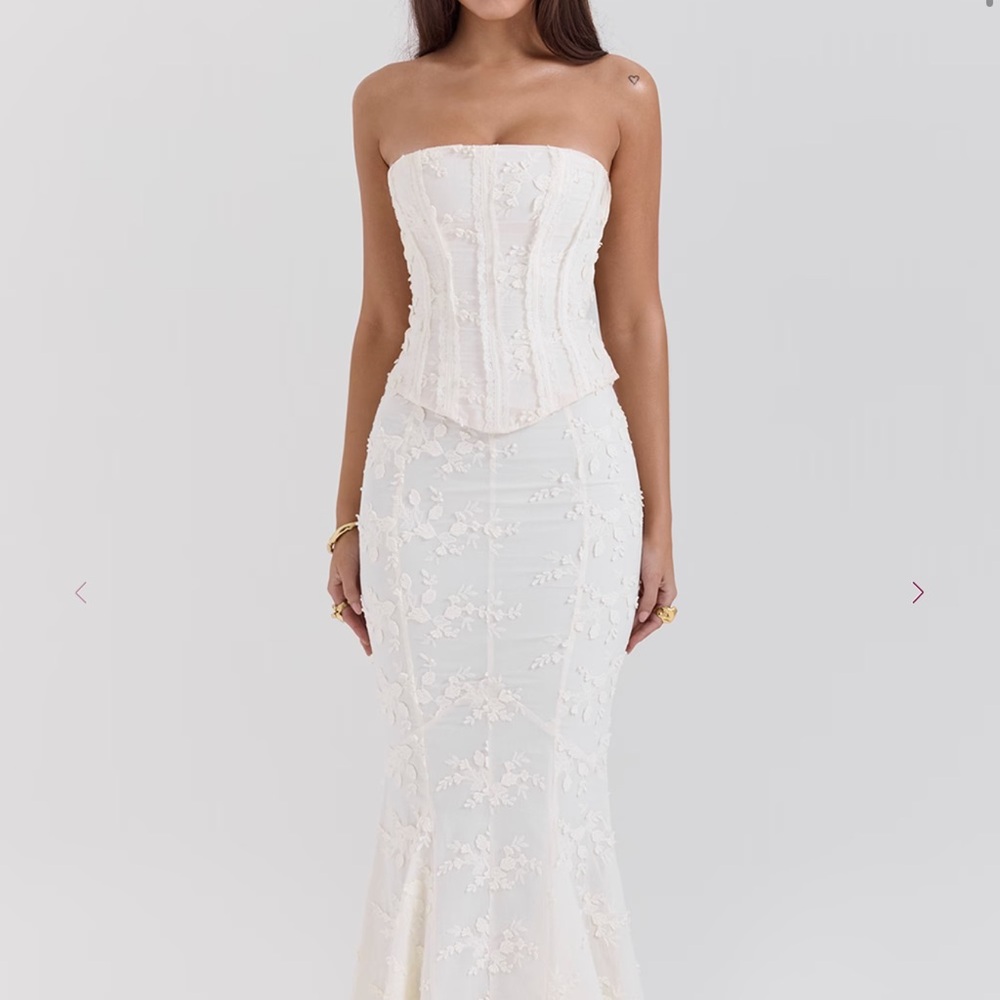 House of CB Veronica Vintage Ivory Embroidered Maxi Skirt & Corset